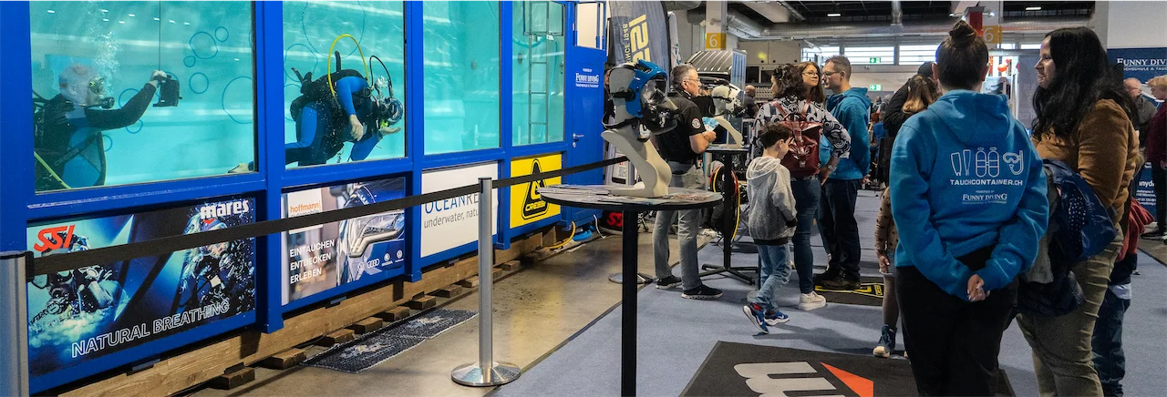 Tauch ab an der Ferienmesse Bern und Fespo Zürich in unserem Tauchcontainer!!!